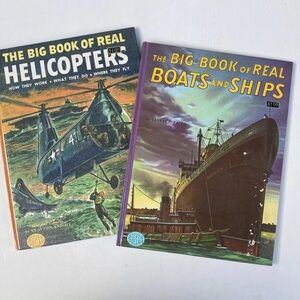1963 BIG BOOK OF REAL Helicopters 1951 Real Ships And Boats Lot Childrens